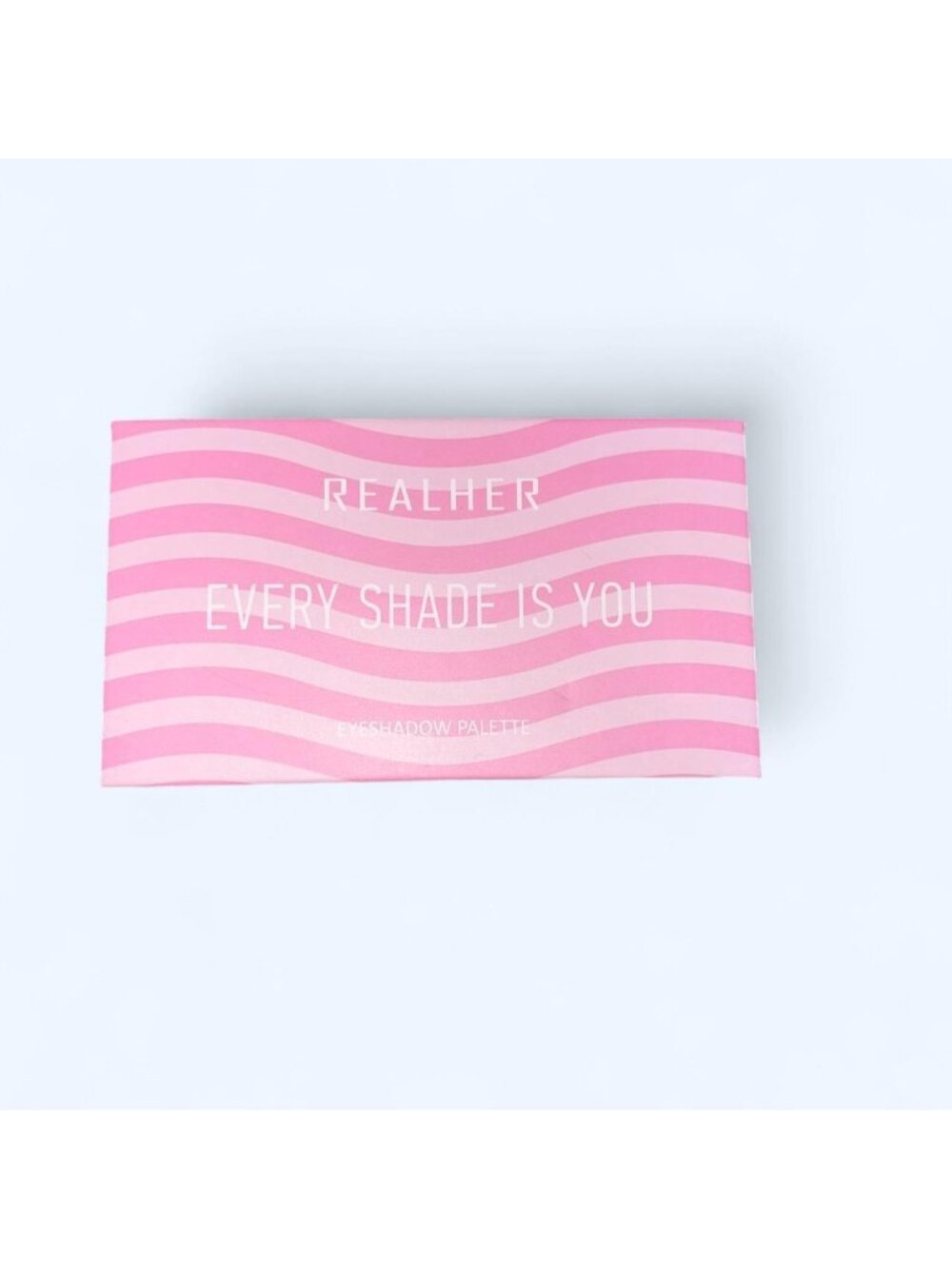 Realher Every Shade Is You Eyeshadow Palette with pink and white wavy stripes